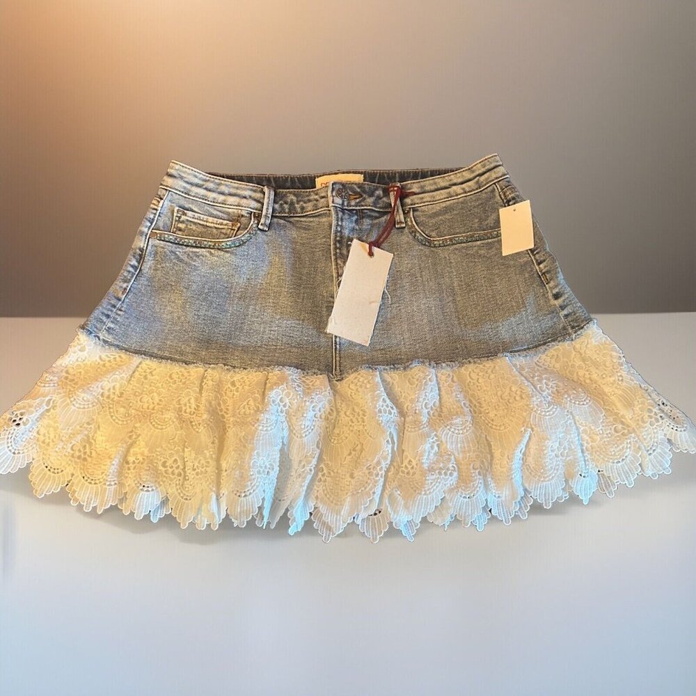Driftwood Anthropologie Juliette Jean Skirt‎ Embroidered